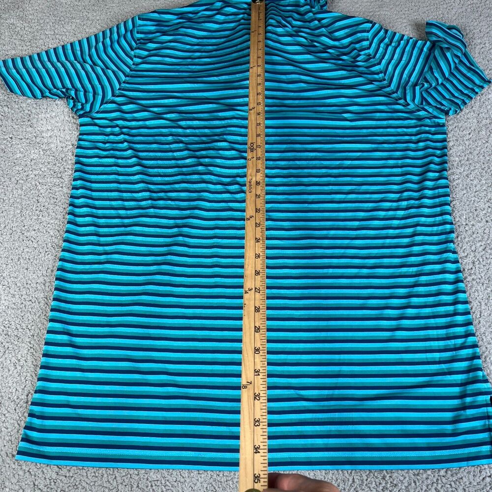 GREYSON Golf Polo XL Blue Green Black Stripe Performance B on Sleeve Wolf Logo - Picture 10 of 11